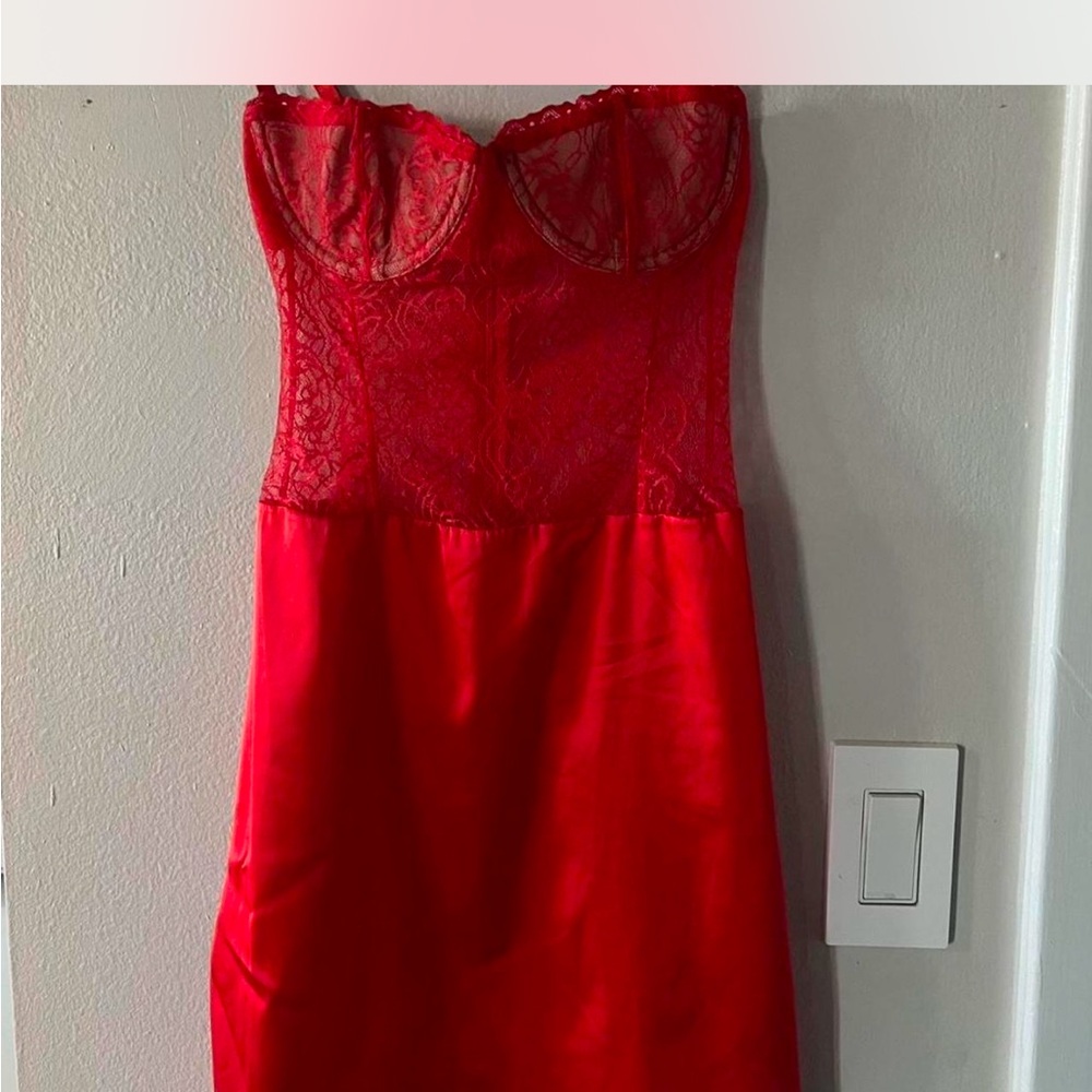 White Fox Boutique Red Lace Mini Dress